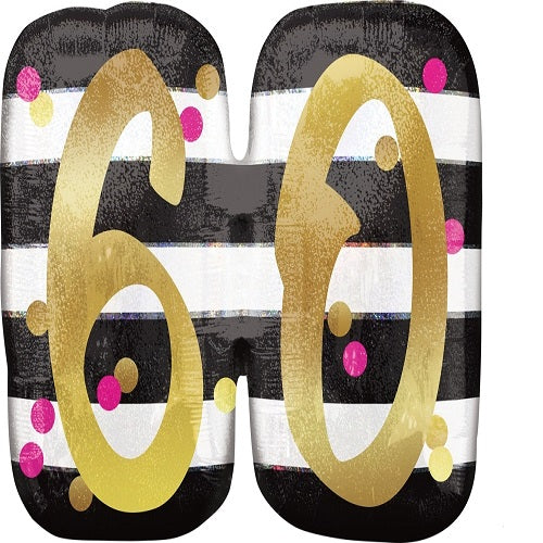 Party Balloons P40 LRG SHPI Holo Pink&amp;Gold Milestone 60