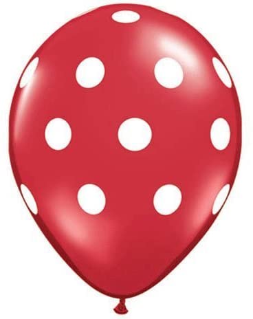 Party  Balloon 11" Red/White Polka Dots Latex Balloon-50CT