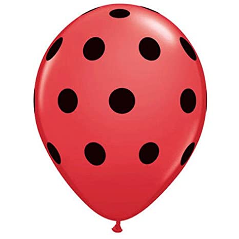 Party Balloons 11" Big Polka Red/Black Latex Balloon-50CT