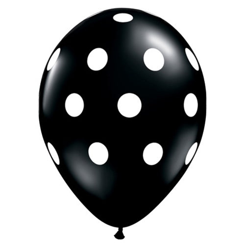 Party Balloon 11" Big Polka Dots Onxy Black 50Ct.