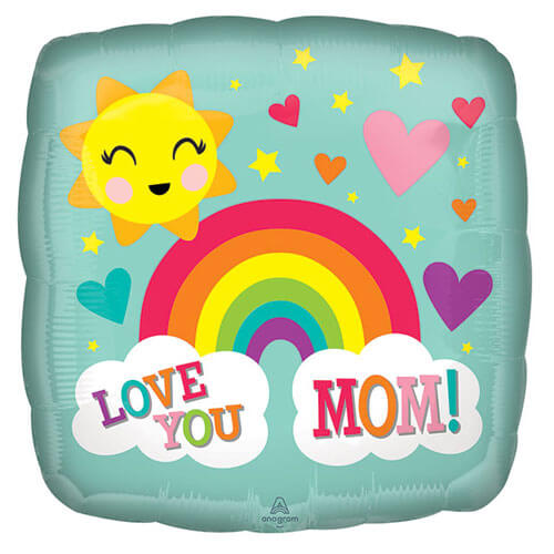 Party Balloon S40 18Sqi Hx Love You Mom Rainbow