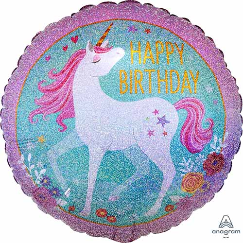 Party Balloon 18CI Holo Magical Unicorn Birthday S55