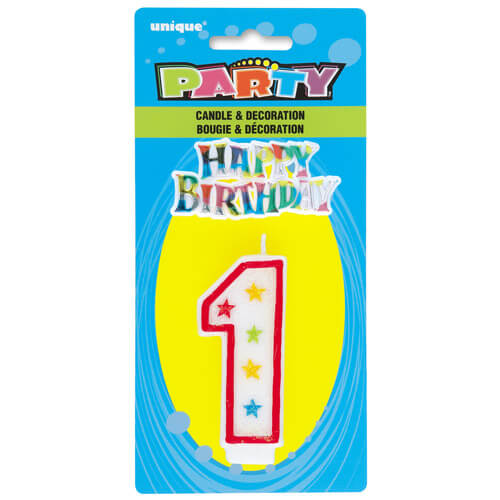 Party Balloon 4" No. 1 Glitter Birthday Candle
