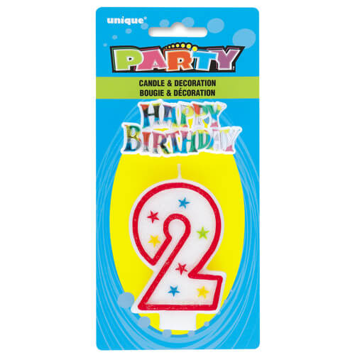 Party Balloon 4" No 2 Glitter Birthday Candle