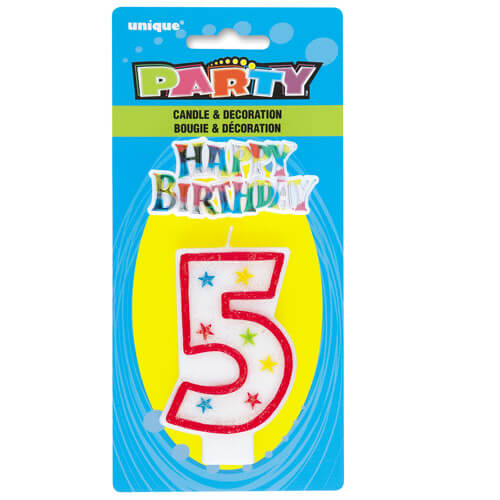 Party Balloon 5" No. 5 Glitter Birthday Candle 