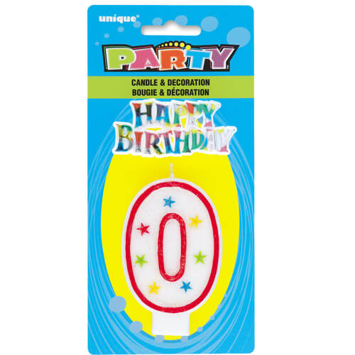 Party Balloon 4" No. 0 Glitter Birthday Candle