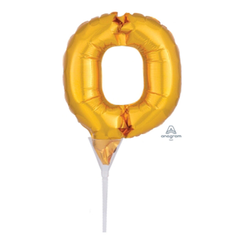 MICRO SHAPE NUMBER 0 GOLD CAKE TOPPER BALLOON 