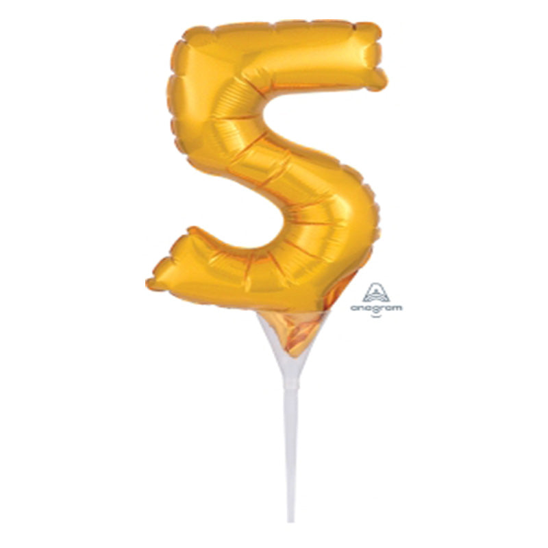MICRO SHAPE NUMBER 5 GOLD FOIL BALLOON CAKE TOPPER 