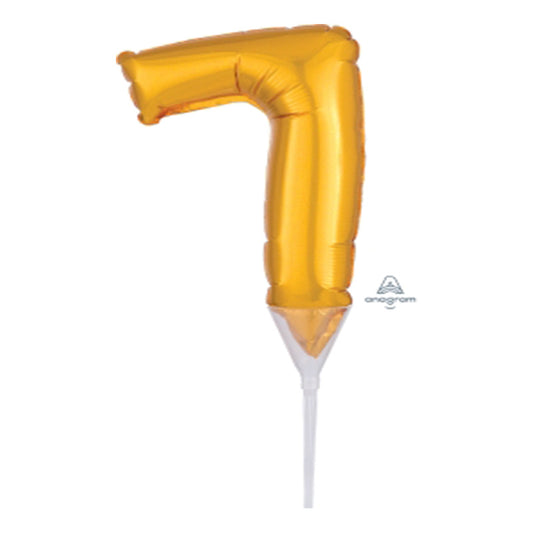 MICRO SHAPE NUMBER 7 GOLD FOIL BALLOON CAKE TOPPER 