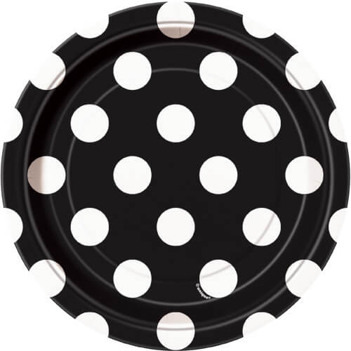 Party Balloon 7" Black Dots Plates