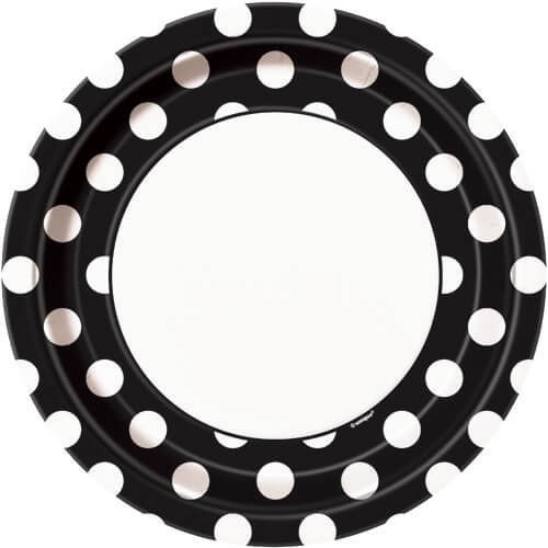 Party Balloon 9" Black Dots Plates