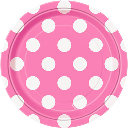 Party Balloon 7" Hot Pink Dots Plates