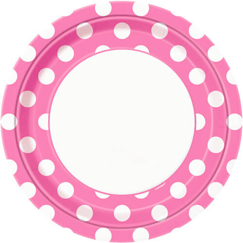 Party Balloon 9" Hot Pink Dots Plates