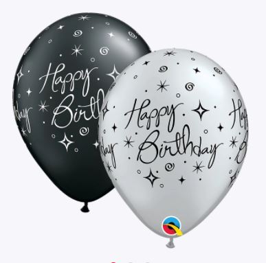 Party Balloon 11 Inch  BDAY Elegants Sparkles & Swirls Balloons -50CT
