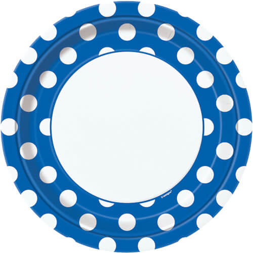 Party Balloons- 9" Royal Blue Dots Plates