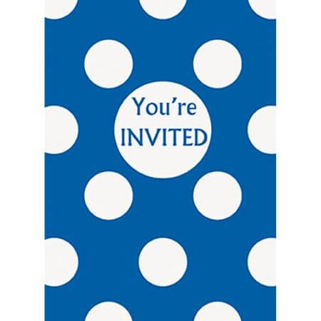Party Balloon Royal Blue Dots Invites