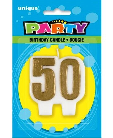 Party Item Gold Number 50 Birthday Candle