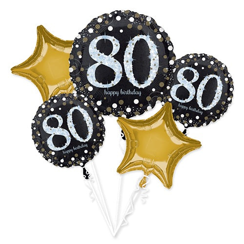 Party Balloons 80th Birthday Prismatic Balloon Bunch
