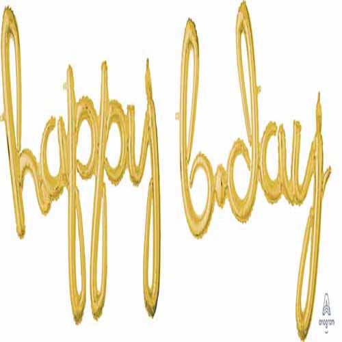 Phrase Script Shape HAPPY BDAY GOLD Foil Balloon