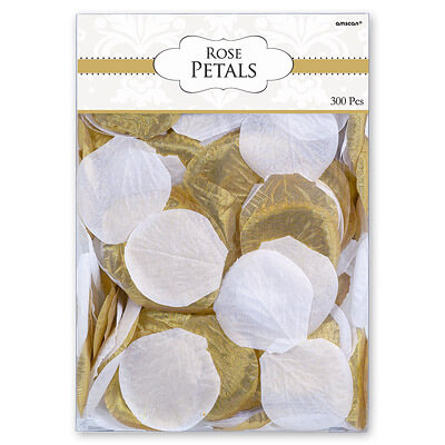 Party Balloon Gold &amp; White Rose Petals Decoration