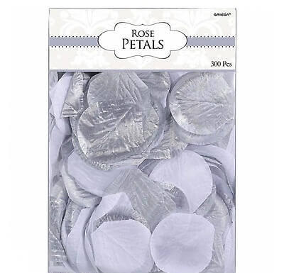 Party Balloon Silver &amp; White Rose Petals 300ct