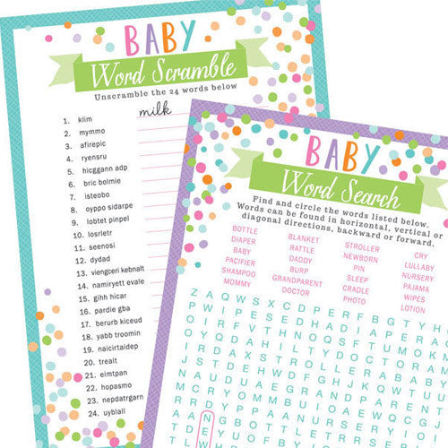 Party Balloons Baby Shower Word Game