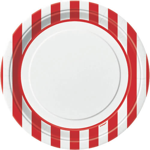 Party Balloons 9" Red Stripe Paper Plates