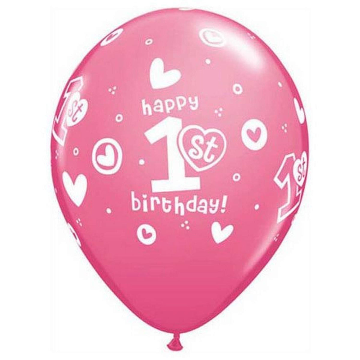 Party Balloon 11" 1st Birthday Circle Hearts Girl Latex Balloon-50CT