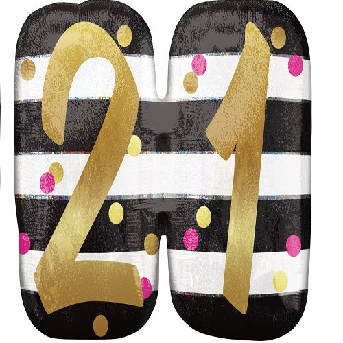 Party Balloons P40 LRG SHPI Holo Pink&amp;Gold Milestone 21