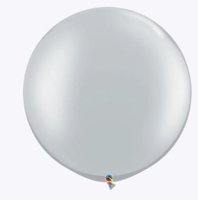 Party Balloon 3FT Silver Latex Balloon-2CT