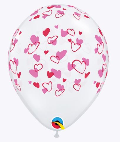 Party  Balloon 11" Red &amp; Pink Hearts -50CT