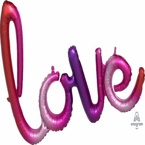 Air-Filled Pink & Purple Gradient Love Cursive Letter Balloon Banner