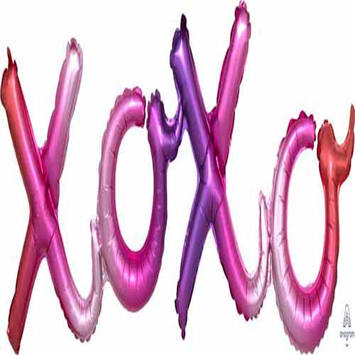 Air-Filled Pink & Purple Gradient XOXO Cursive Letter Balloon Banner