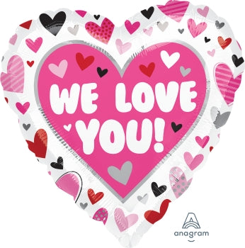 Party Balloon 18HI Hx We Love You Hearts S40