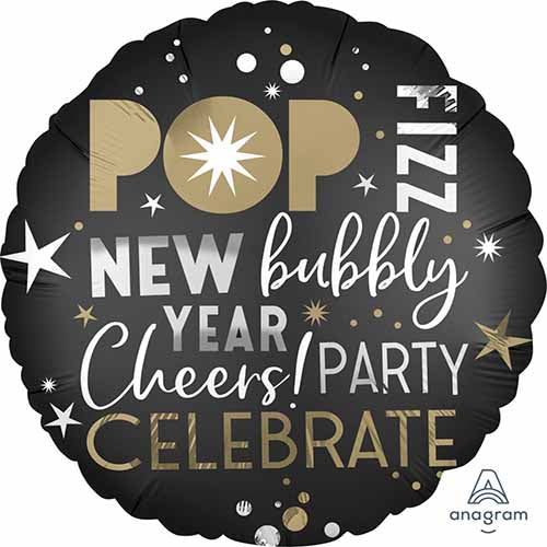 New Year Foil Balloon Party Pop Fizz Bubbly