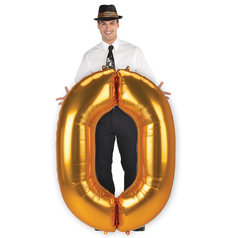 LARGE SHAPE NBR 0 GOLD - 53 INCH FOIL BALLOON 