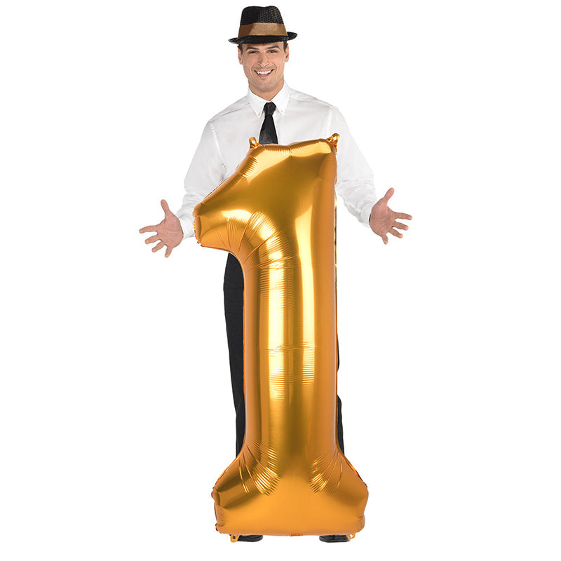 LARGE SHAPE NBR 1 GOLD - 53 INCH FOIL BALLOON 