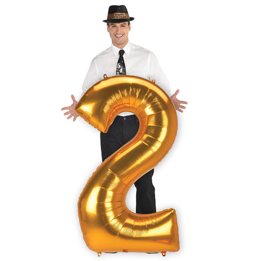 LARGE SHAPE 2 GOLD - 53 INCH FOIL BALLOON 