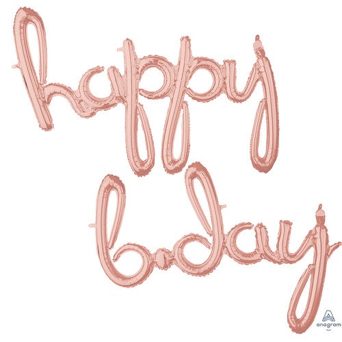 Air-Filled Prismatic Happy B-Day Cursive Letter Balloon Banners 2ct