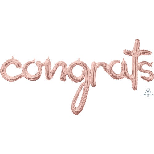 Air-Filled Rose Gold Congrats Cursive Letter Balloon Banner