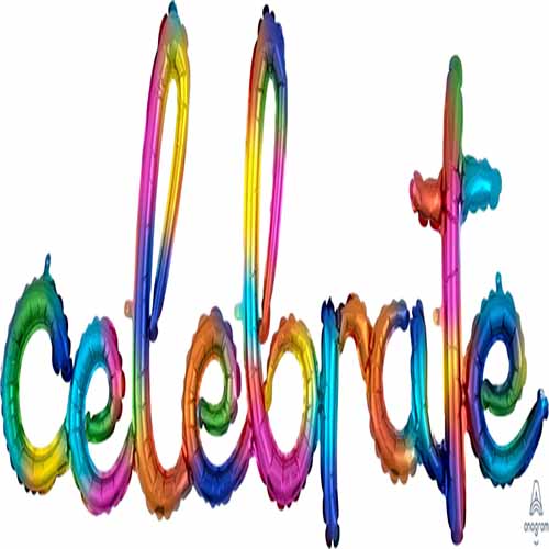 Air-Filled Rainbow Splash Celebrate Cursive Letter Balloon Banner