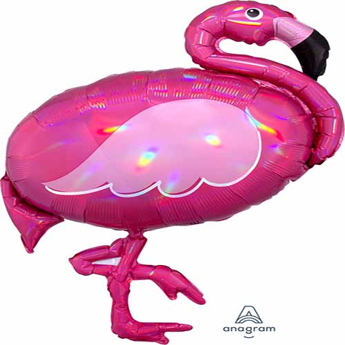Party Balloon Lrg Shape Holo Iridescnt Pnk Flamingo P40