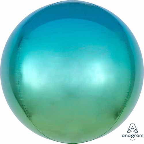 Party Balloons Orbz Ombre Blue &amp; Green- 20"