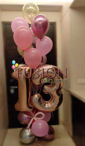13th Happy Birthday Helium Balloons Bouquet