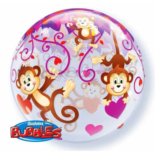 Party Balloon 22" Love Monkeys  Bubble Balloon