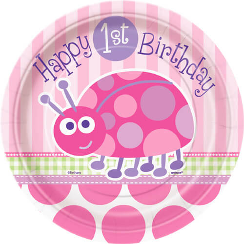 Party Balloon 7" First Birthday Ladybug Plates