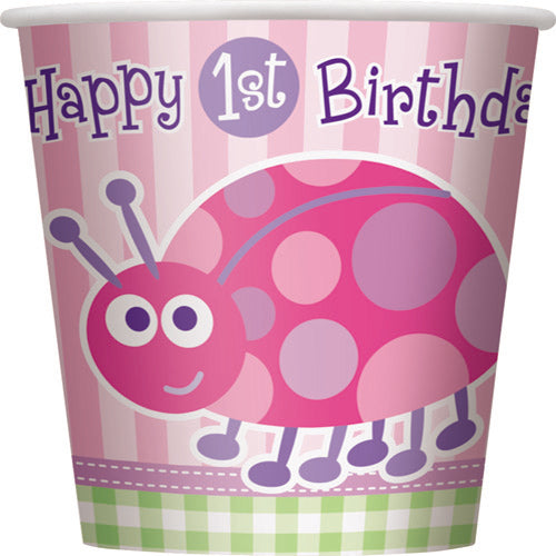Party Balloon First Birthday Ladybug 9Oz Cup 8 Ct