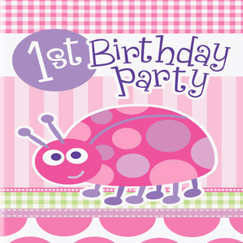 Party Balloon 1st Birthday Ladybug Invite