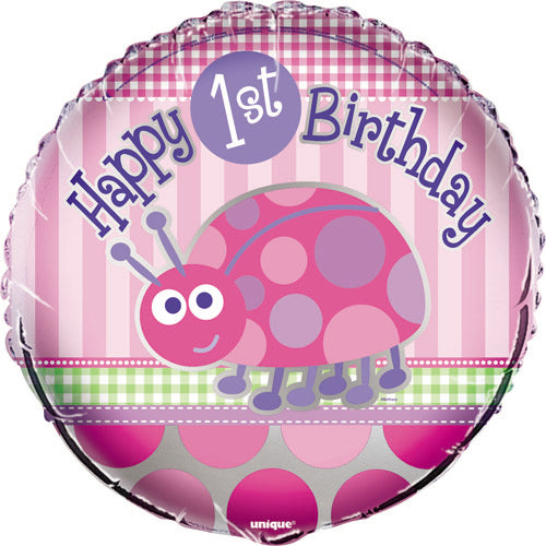 Party Balloon First Birthday Ladybug Foil Balloon 18 Ct