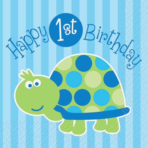 Party Balloon 1st Birthday Turtle Napkin